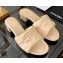 Chanel Logo Embroidery Heel Mules Beige 2022