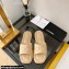 Chanel Logo Embroidery Slides Mules Beige 2022