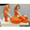Jimmy Choo Heel 11.5cm Platform 3cm Socorie Sandals Satin with Pearl Detailing Orange 2022