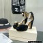 Jimmy Choo Heel 11.5cm Platform 3cm Socorie Sandals with Pearl Detailing Suede Black 2022