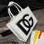 Dolce & Gabbana Small calfskin DG Daily shopper Tote Bag White/Black