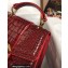 Dolce & Gabbana DG Amore Top Handle Bag in Crocodile-print Calfskin Burgundy