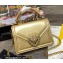 Dolce & Gabbana Small Devotion Top Handle Bag in Calfskin Gold