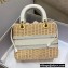 Lady Dior Medium Bag in Natural Wicker and Blue Dior Oblique Jacquard White 2022