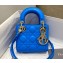 Lady Dior Micro Bag in Cannage Calfskin Blue 2022