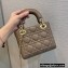 Lady Dior Mini Bag in Cannage Lambskin with Tonal enamel Charms Taupe 2022