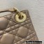 Lady Dior Mini Bag in Cannage Lambskin with Tonal enamel Charms Taupe 2022