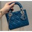 Lady Dior Mini Bag in Cannage Lambskin with Tonal enamel Charms Ocean Blue 2022