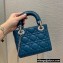Lady Dior Mini Bag in Cannage Lambskin with Tonal enamel Charms Ocean Blue 2022
