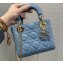 Lady Dior Mini Bag in Cannage Lambskin with Tonal enamel Charms Sky Blue 2022