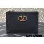 Valentino VLogo Signature Grainy Calfskin Small Pouch Bag Black 2022
