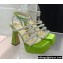 MACH & MACH Heel 13cm Platform 3cm Sydney Crystal Satin Sandals Grass Green 2022