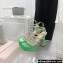 MACH & MACH Heel 13cm Platform 3cm Sydney Crystal Satin Sandals Green 2022