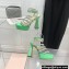 MACH & MACH Heel 13cm Platform 3cm Sydney Crystal Satin Sandals Green 2022