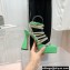 MACH & MACH Heel 13cm Platform 3cm Sydney Crystal Satin Sandals Green 2022