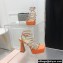 MACH & MACH Heel 13cm Platform 3cm Sydney Crystal Satin Sandals Orange 2022