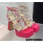 MACH & MACH Heel 13cm Platform 3cm Sydney Crystal Satin Sandals Fuchsia 2022
