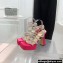 MACH & MACH Heel 13cm Platform 3cm Sydney Crystal Satin Sandals Fuchsia 2022