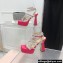 MACH & MACH Heel 13cm Platform 3cm Sydney Crystal Satin Sandals Fuchsia 2022