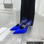 Balmain Heel 9.5cm Madison Crystal-embellished Satin Slingback Pumps Blue 2022