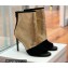Balmain Heel 10.5cm Leather Open Toe Ankle Boots Black/Gold 2022