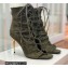 Balmain Heel 10.5cm Suede Scarlet lace-up Ankle Boots Army Green 2022