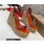 Christian Louboutin Heel 12cm Platform 4.5cm Malfadina Zeppa Wedge Espadrille Sandals Brown