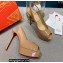 Christian Louboutin Heel 12.5cm Platform 4cm Patent Leather Peep-toe Slingback Pumps Nude