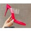 Christian Louboutin Heel 10cm Just Nothing Transparent PVC Mules Slider Sandals Fuchsia