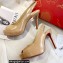 Christian Louboutin Heel 10cm Private Number Patent Leather Platform Peep-toe Slingback Pumps Nude