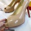 Christian Louboutin Heel 10cm New Very Privé Patent Leather Platform Peep-toe Pumps Nude