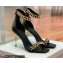 Balmain Heel 10.5cm Chain Sandals Black/Gold 2022