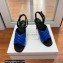 Balmain Heel 10.5cm Janel Quilted Leather Sandals Blue 2022