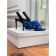 Balmain Heel 10.5cm Janel Quilted Leather Sandals Blue 2022