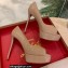 Christian Louboutin Heel 12.5cm Platform 4cm Patent Leather Peep-toe Pumps Nude