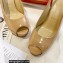 Christian Louboutin Heel 10cm Private Number Patent Leather Platform Peep-toe Slingback Pumps Nude
