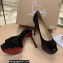 Christian Louboutin Heel 12.5cm Platform 4cm Patent Leather Peep-toe Pumps Black