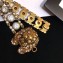 Gucci Metal Lion Head Bracelet with Pearls 580432