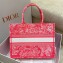 Dior Medium Book Tote Bag in Toile de Jouy Reverse Embroidery Fluorescent Pink 2022