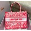 Dior Medium Book Tote Bag in Toile de Jouy Transparent Canvas Fluorescent Pink 2022
