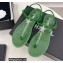 Chanel Crystal Star Thong Sandals Green 2022