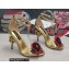 Dolce & Gabbana DG Logo Heel 10.5cm Black Red Roses Sandals Gold 2022
