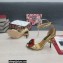 Dolce & Gabbana DG Logo Heel 10.5cm Black Red Roses Sandals Gold 2022