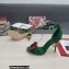 Dolce & Gabbana DG Logo Heel 10.5cm Black Red Roses Sandals Green 2022