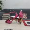 Dolce & Gabbana DG Logo Heel 10.5cm Black Red Roses Sandals Fuchsia 2022