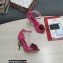Dolce & Gabbana DG Logo Heel 10.5cm Black Red Roses Sandals Fuchsia 2022
