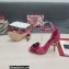 Dolce & Gabbana DG Logo Heel 10.5cm Black Red Roses Sandals Fuchsia 2022