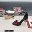 Dolce & Gabbana DG Logo Heel 10.5cm Black Red Roses Sandals Black 2022