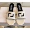 Versace Greca Maze Calfskin Flat Sandals White 2022
