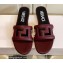 Versace Greca Maze Calfskin Flat Sandals Burgundy 2022